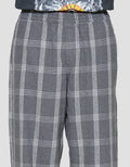 Nevada Woven Pull On Checked Loose Fit Celana Panjang Pria