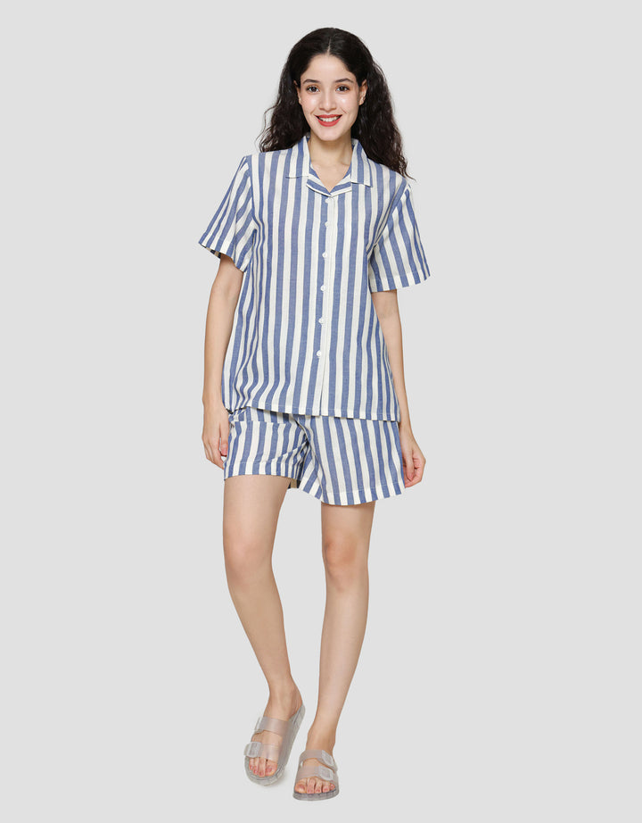 St. Yves Stripe Cotton Setelan Piyama Wanita