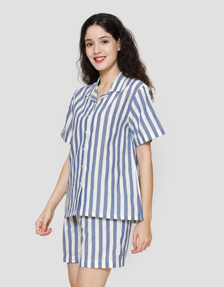 St. Yves Stripe Cotton Setelan Piyama Wanita