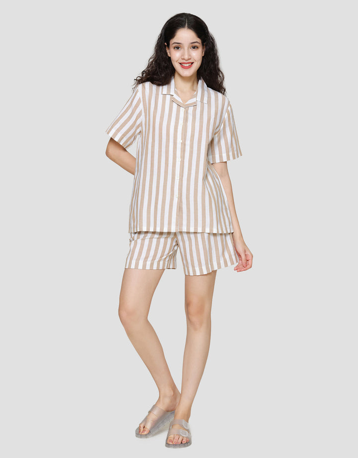 St. Yves Stripe Cotton Setelan Piyama Wanita