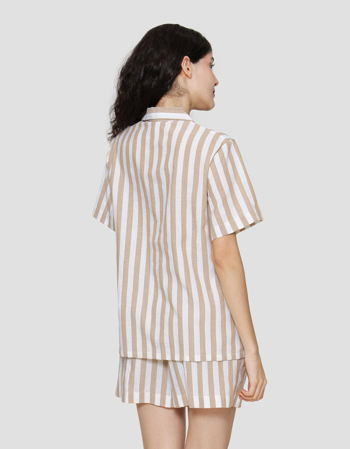 St. Yves Stripe Cotton Setelan Piyama Wanita