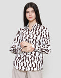 St. Yves Flowy Geometric Printed Kemeja Lengan Panjang Wanita