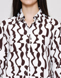 St. Yves Flowy Geometric Printed Kemeja Lengan Panjang Wanita