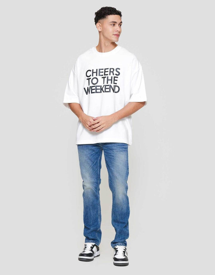 Nevada Oversize T-Shirt Print - Cheers To The Weekend Kaos Pria
