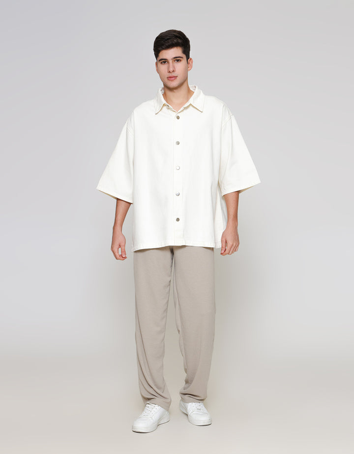 ZES Casual Denim Looks Plain Kemeja Pria KMB202