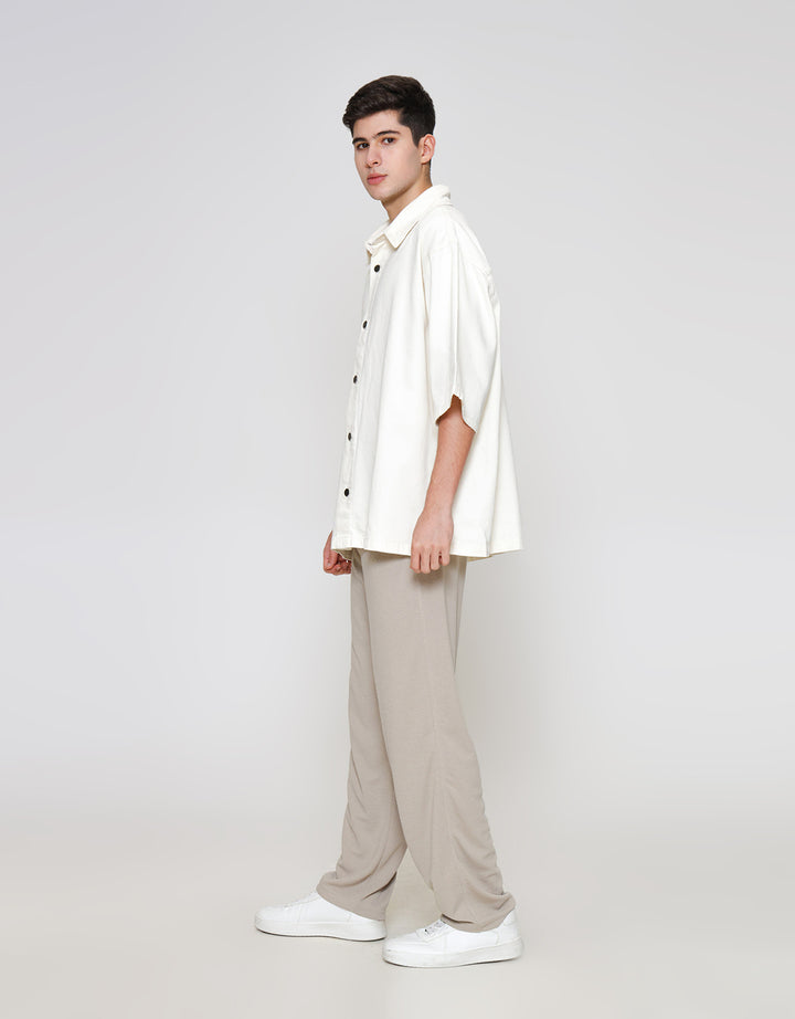 ZES Casual Denim Looks Plain Kemeja Pria KMB202