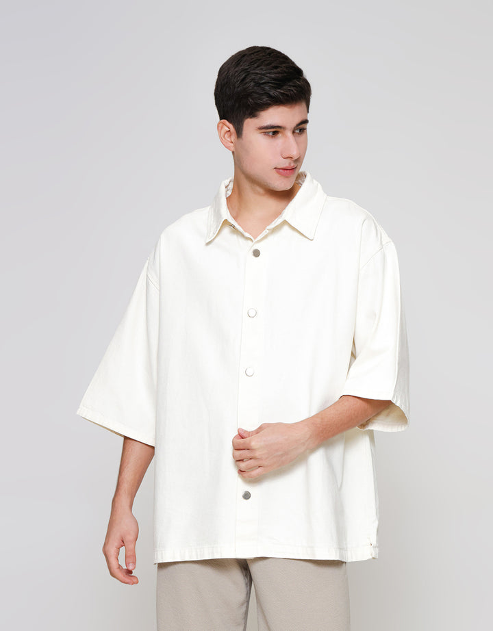 ZES Casual Denim Looks Plain Kemeja Pria KMB202