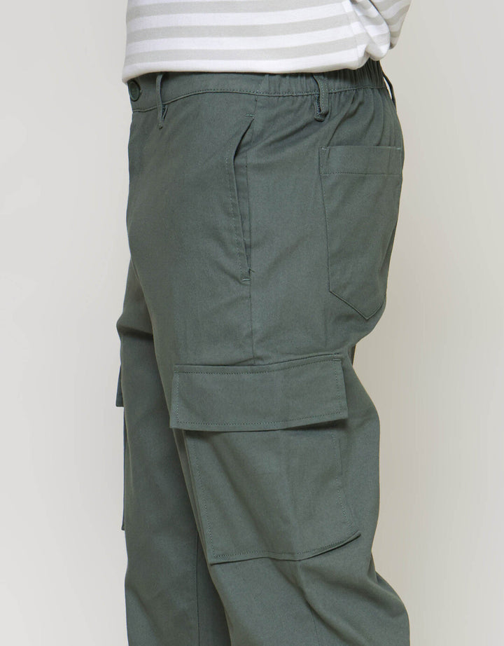 ZES Long Pants Cargo 2 Pocket Linen Look Celana Panjang Pria PWB203