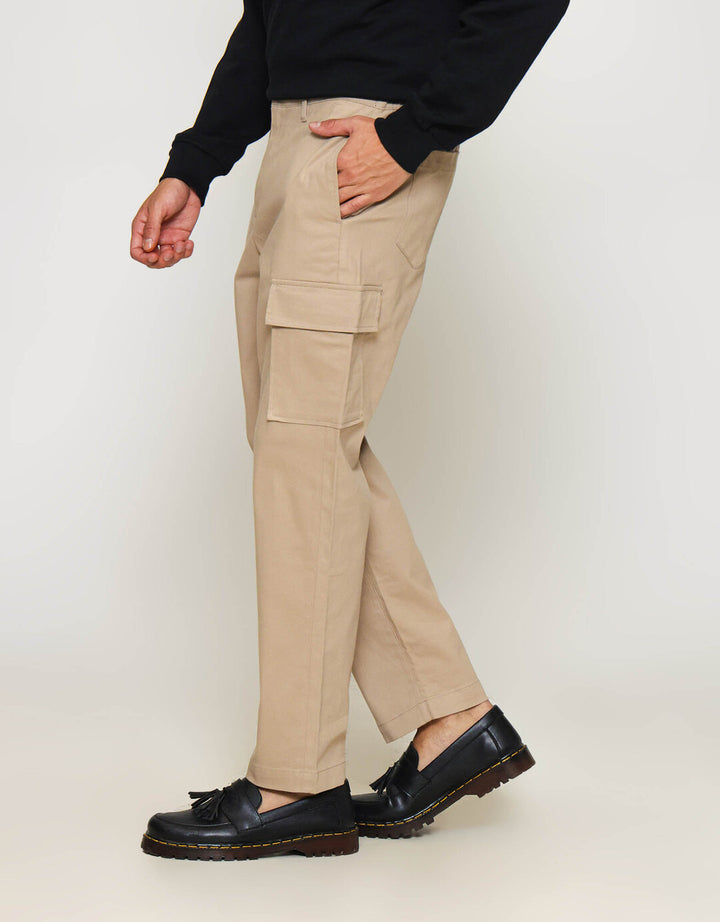ZES Long Pants Cargo 2 Pocket Linen Look Celana Panjang Pria PWB203