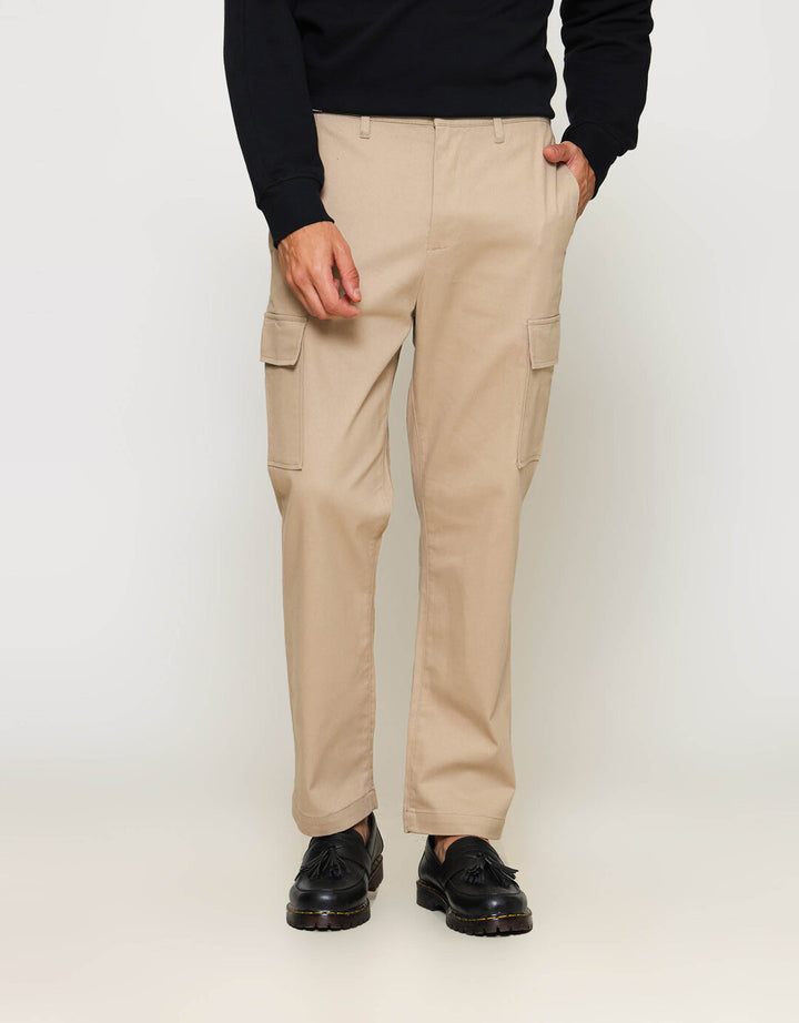 ZES Long Pants Cargo 2 Pocket Linen Look Celana Panjang Pria PWB203