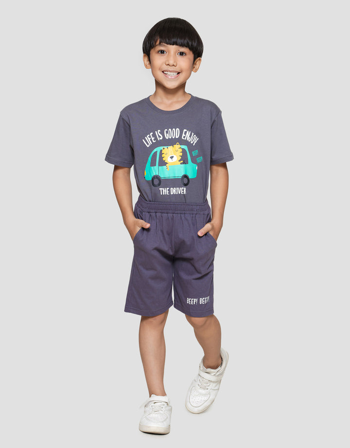 Little M Jersey Kantong Beep Beep Celana Pendek Anak Laki-laki