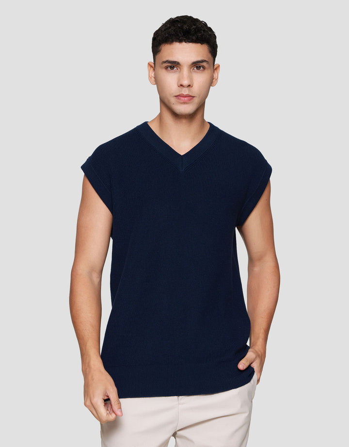 Cole Vneck Flat Knit Vest Pria