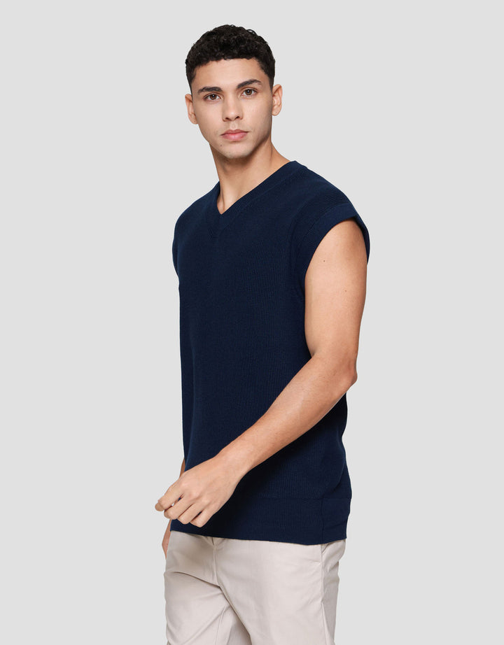 Cole Vneck Flat Knit Vest Pria