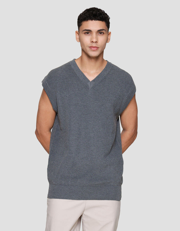 Cole Vneck Flat Knit Vest Pria