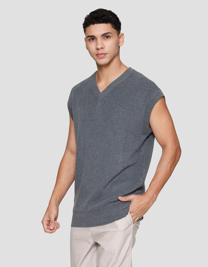 Cole Vneck Flat Knit Vest Pria