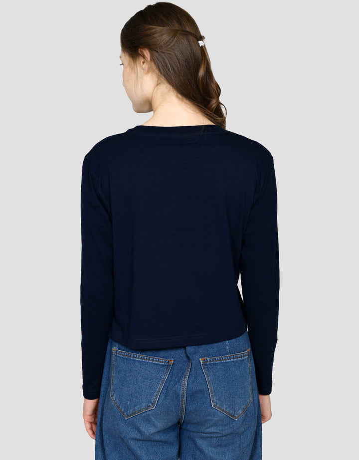 Ecotonique Crop Tee Flower Kaos Lengan Panjang Wanita