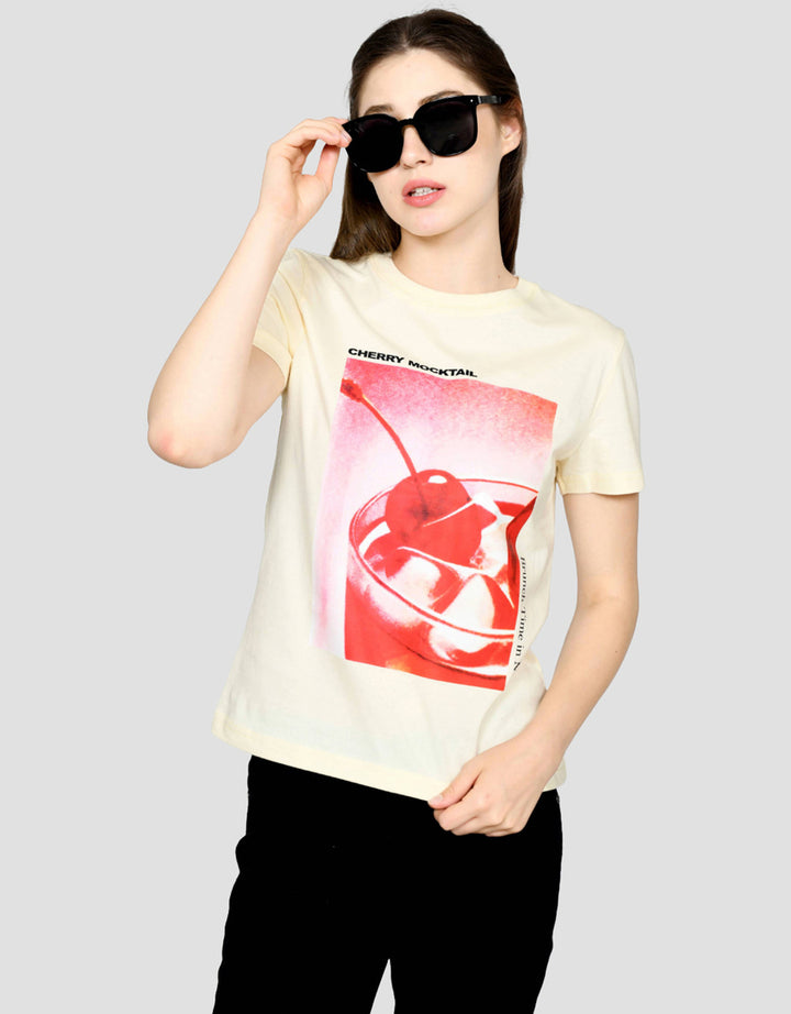 Ecotonique Reguler Cherry Kaos Lengan Pendek Wanita