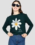 Ecotonique Crop Tee Flower Kaos Lengan Panjang Wanita