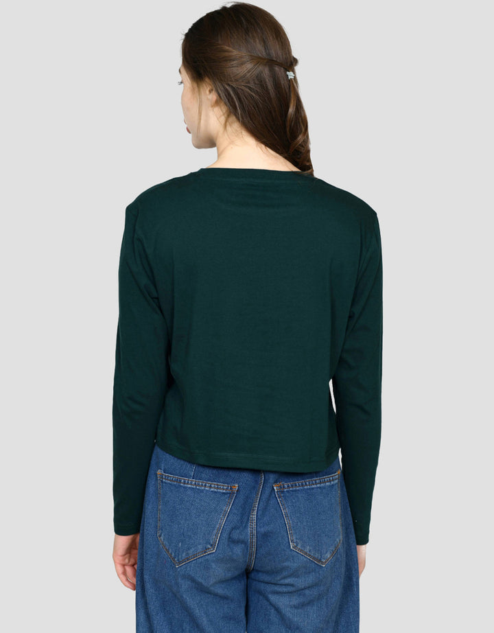 Ecotonique Crop Tee Flower Kaos Lengan Panjang Wanita