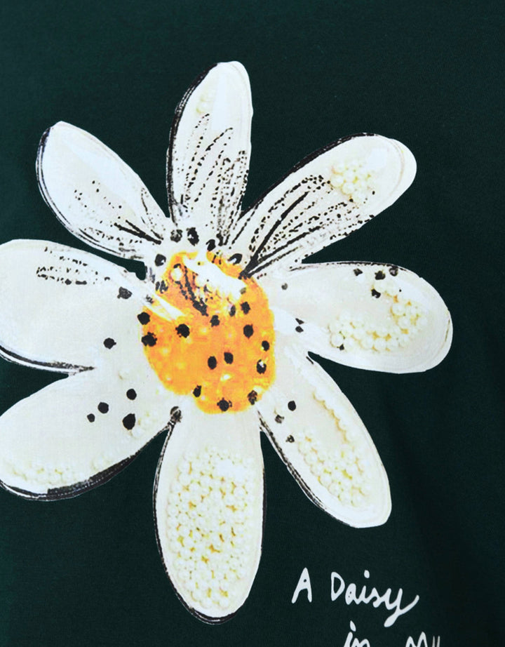 Ecotonique Crop Tee Flower Kaos Lengan Panjang Wanita