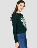 Ecotonique Crop Tee Flower Kaos Lengan Panjang Wanita