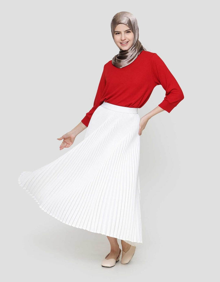 Annisa Full Length Pleated With Exposed Band Rok Maxi Wanita