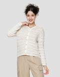 St. Yves Cotton Pointelle Knitted Cardigan Wanita