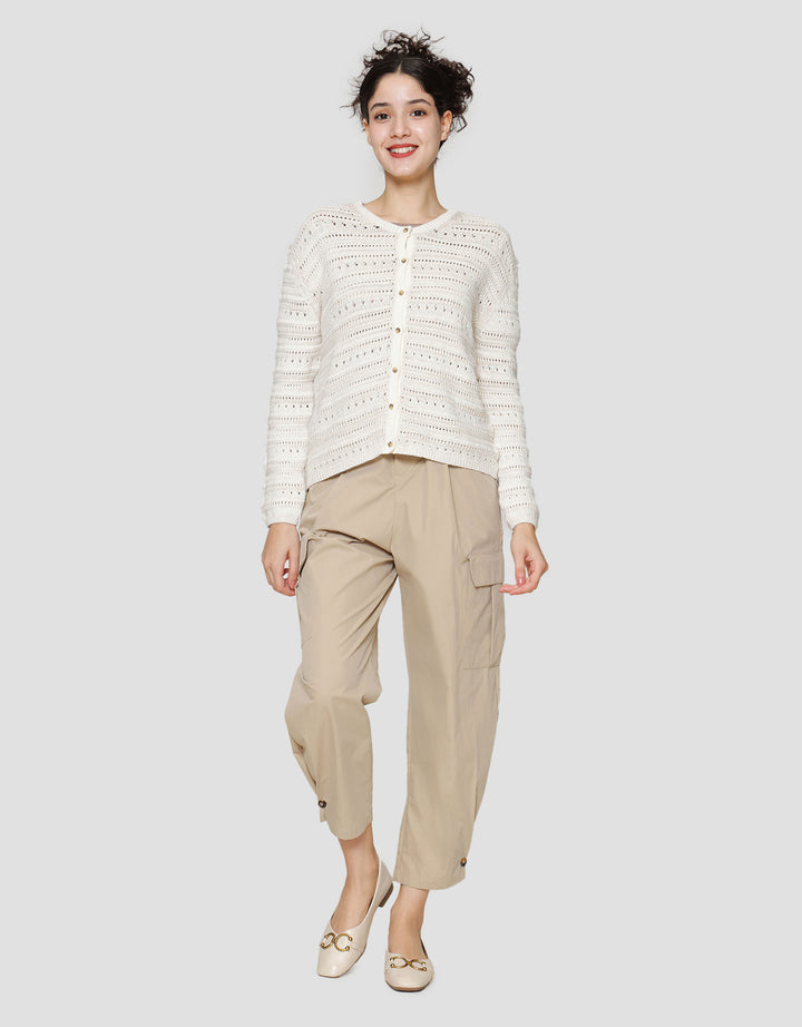 St. Yves Cotton Pointelle Knitted Cardigan Wanita