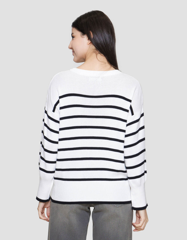 St. Yves Stripe Oversized Sweater Wanita