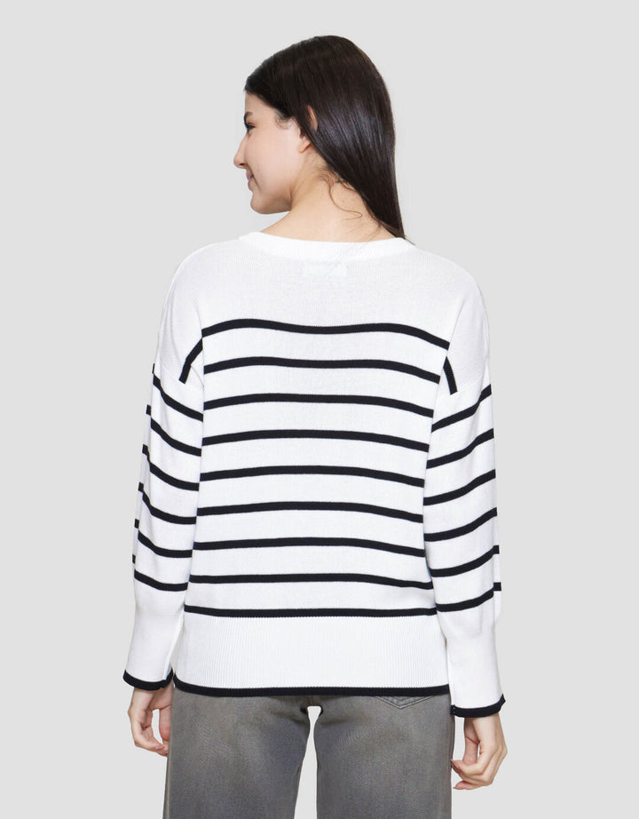 St. Yves Stripe Oversized Sweater Wanita