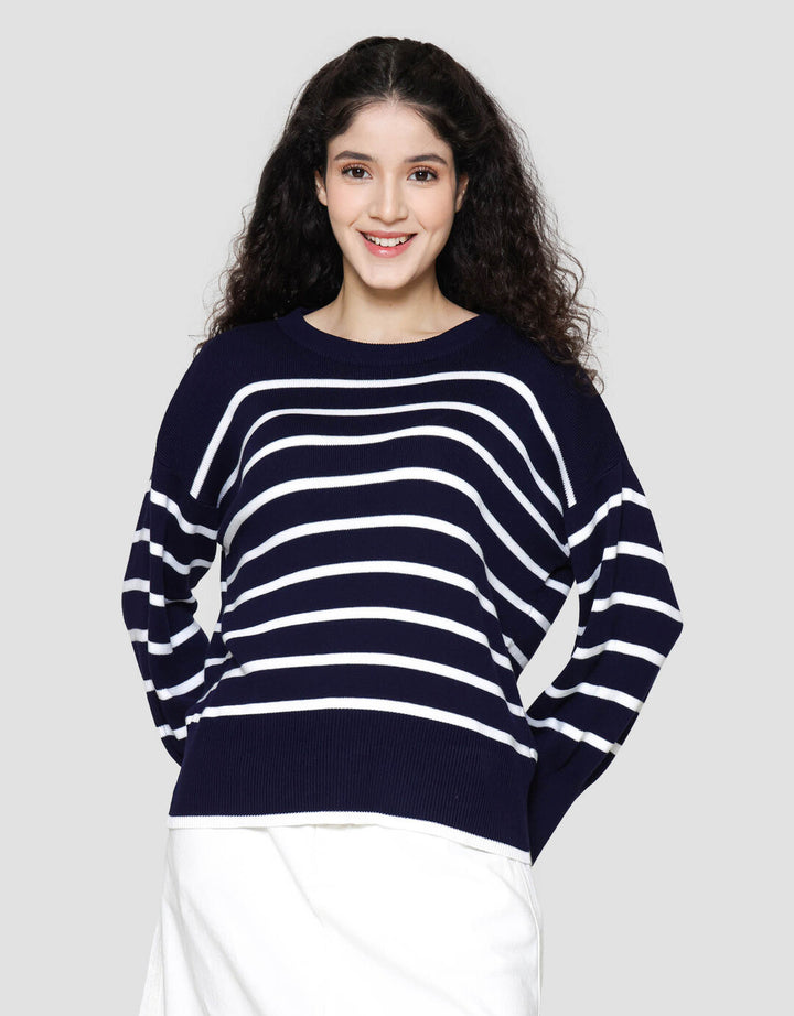 St. Yves Stripe Oversized Sweater Wanita