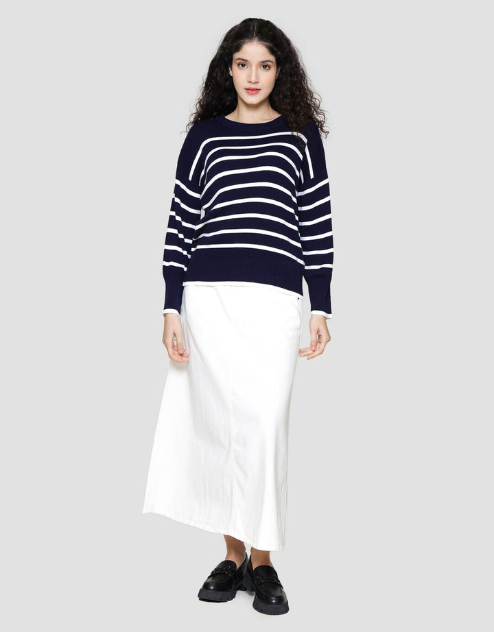 St. Yves Stripe Oversized Sweater Wanita