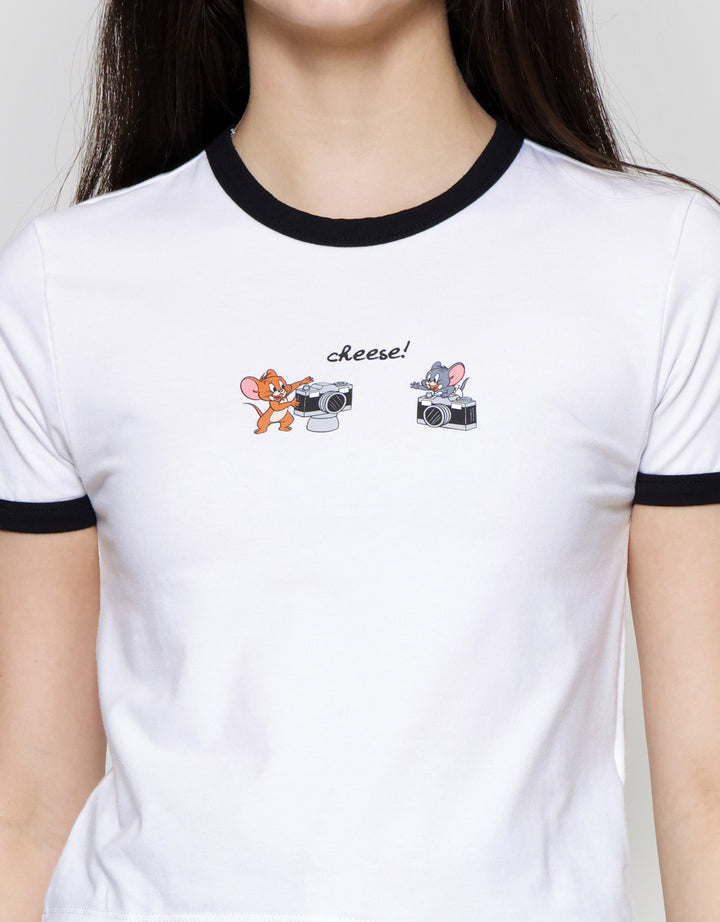 Nevada Ringer Spandex Print Tom & Jerry Kaos Wanita