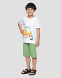 Little M Lion Driving Print Pakaian Setelan Anak Laki-laki