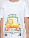 Little M Lion Driving Print Pakaian Setelan Anak Laki-laki