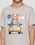 Little M Bear Driving Print Pakaian Setelan Anak Laki-laki