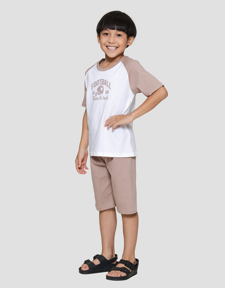 Little M Raglan Football Team Work Print Pakaian Setelan Anak Laki-laki