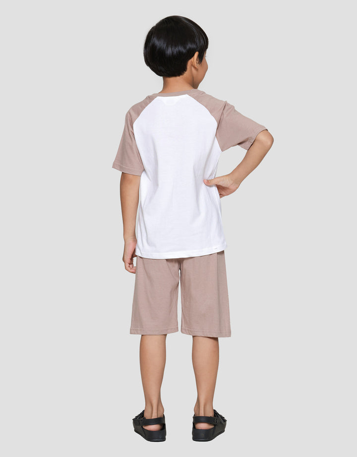 Little M Raglan Football Team Work Print Pakaian Setelan Anak Laki-laki