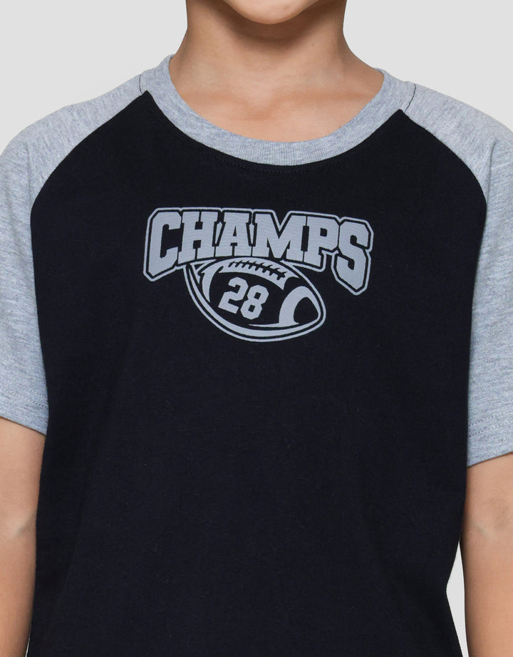 Little M Raglan Champs Rugby Print Pakaian Setelan Anak Laki-laki