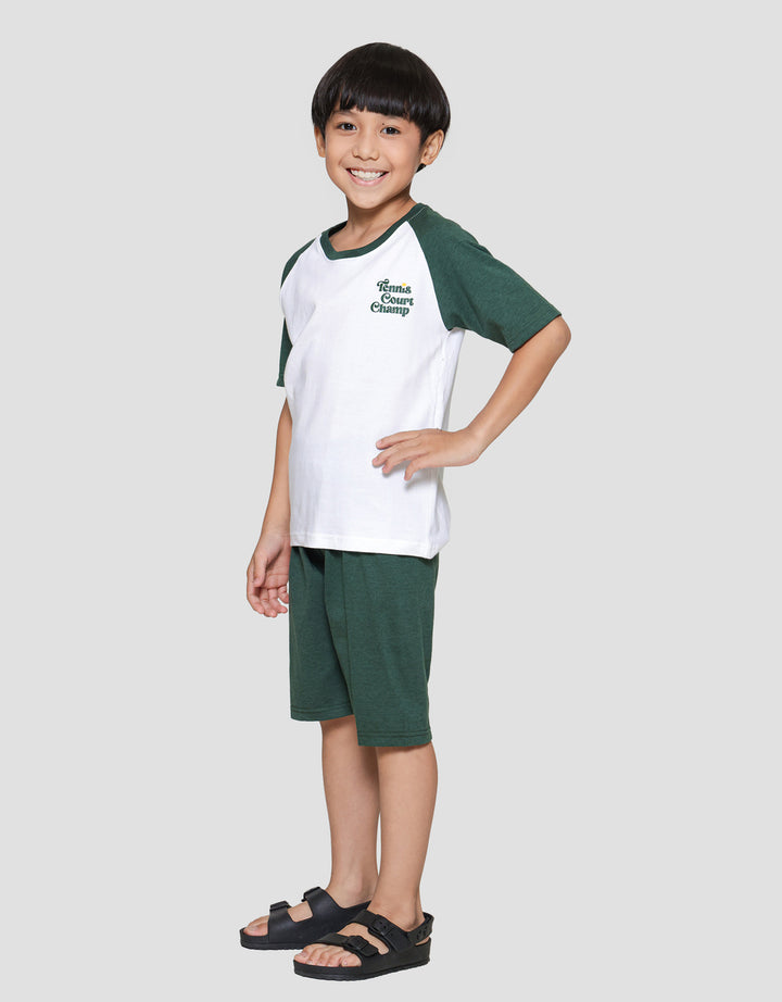 Little M Raglan Tennis Court Print Pakaian Setelan Anak Laki-laki