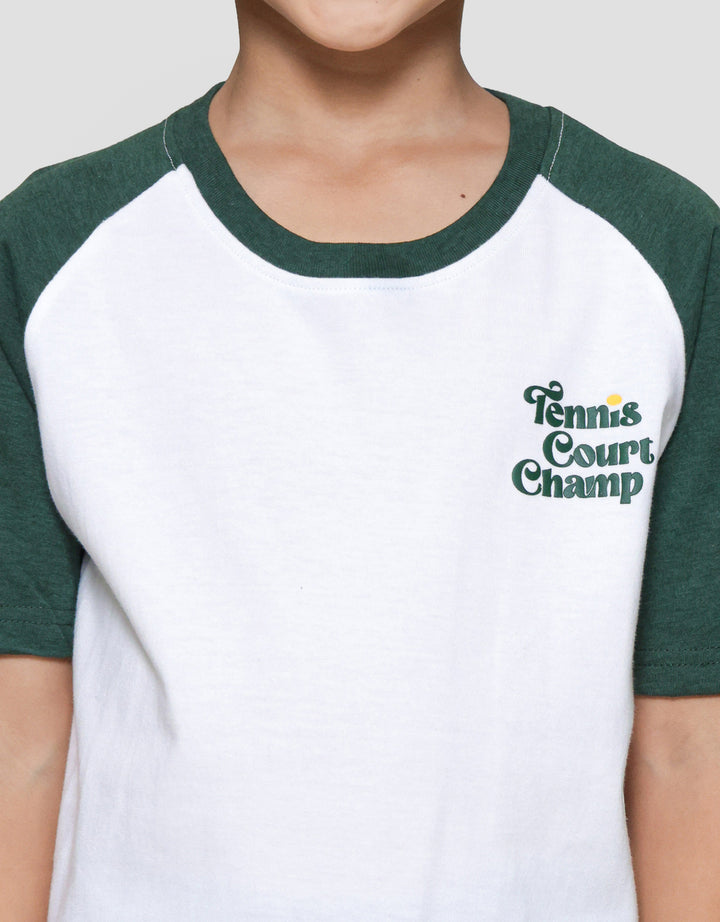 Little M Raglan Tennis Court Print Pakaian Setelan Anak Laki-laki