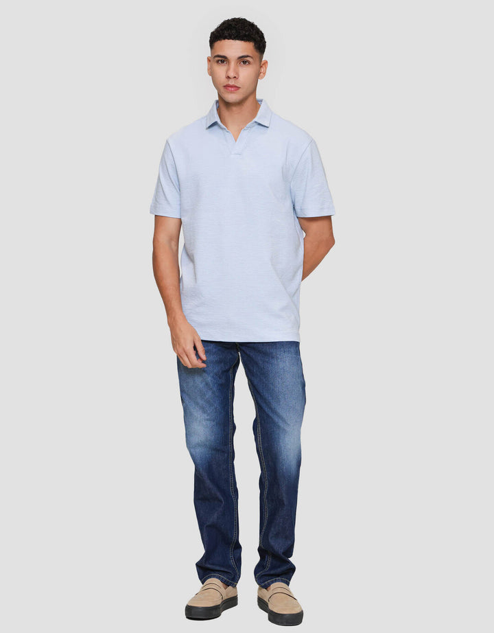 Cole Fancy Solid Ottoman Vneck Kaos Polo Pria