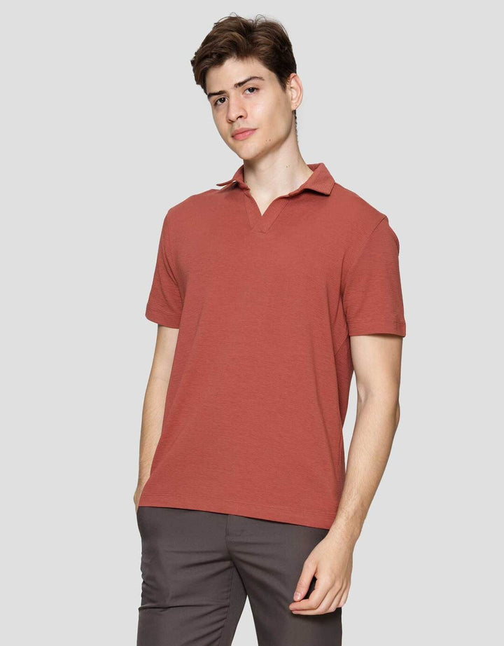 Cole Fancy Solid Ottoman Vneck Kaos Polo Pria