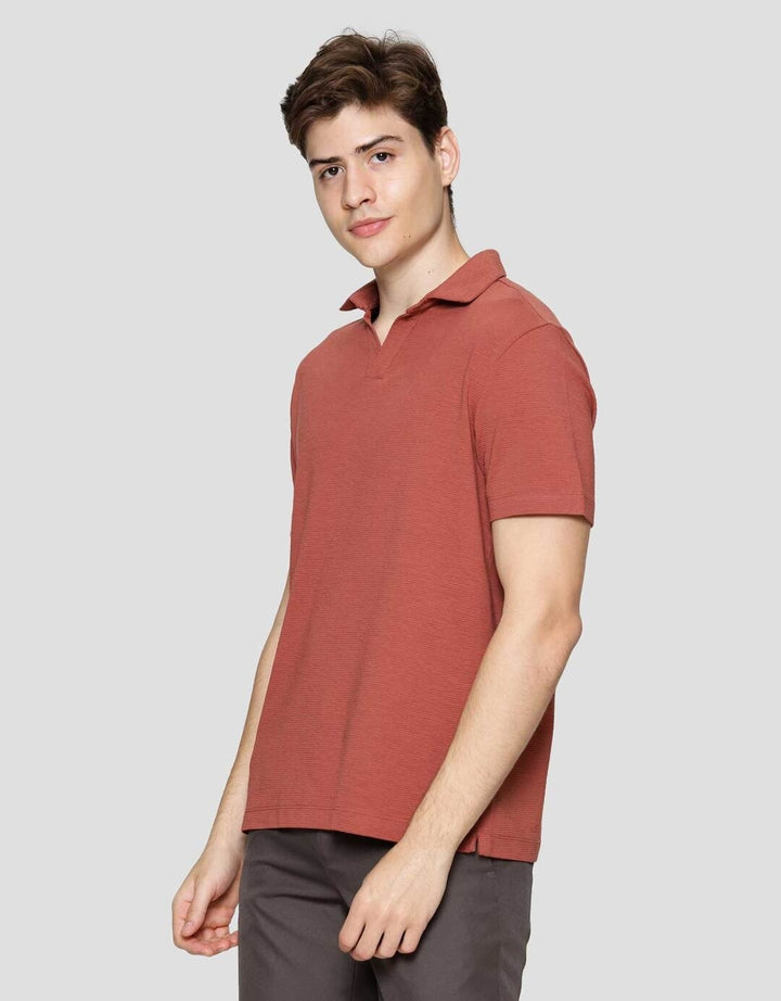 Cole Fancy Solid Ottoman Vneck Kaos Polo Pria