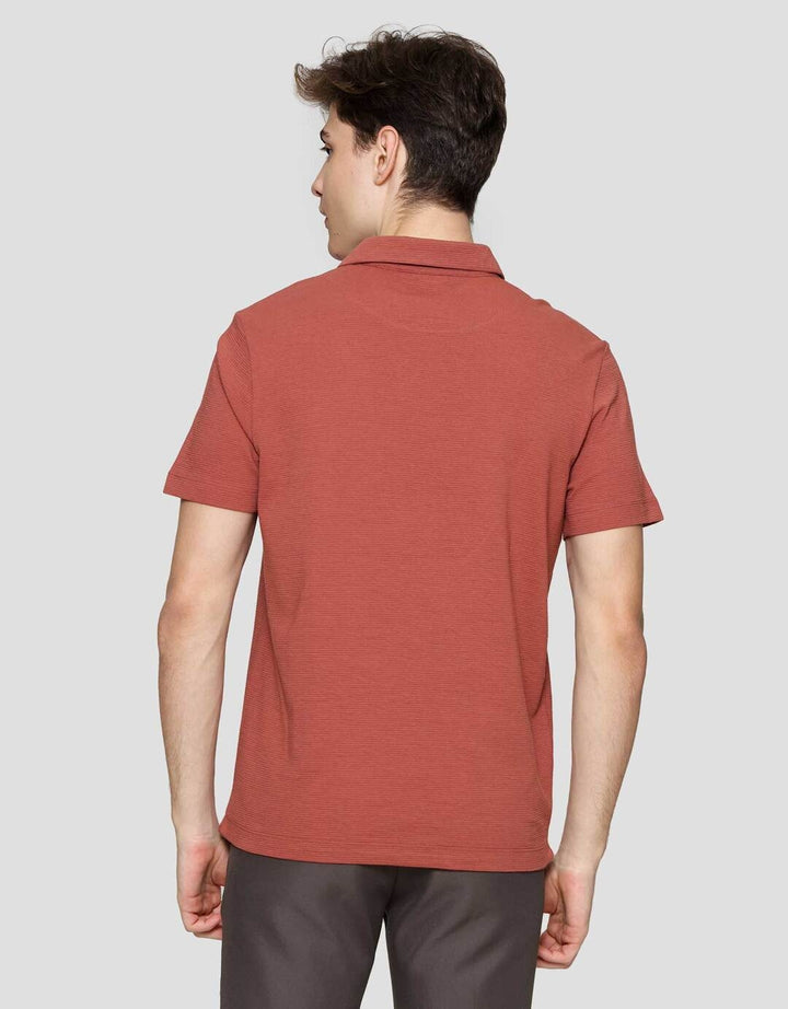 Cole Fancy Solid Ottoman Vneck Kaos Polo Pria