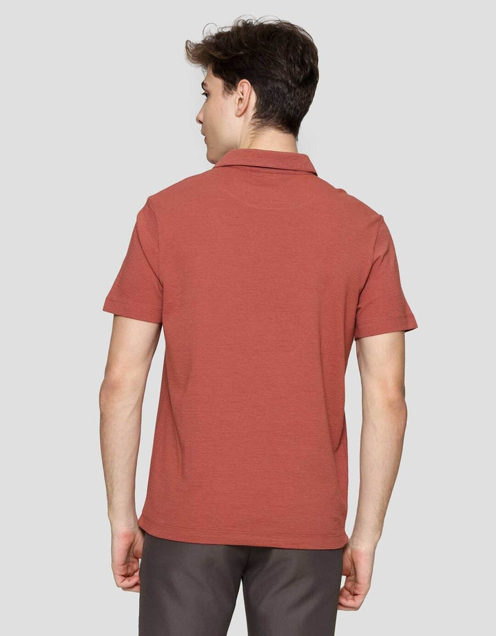 Cole Fancy Solid Ottoman Vneck Kaos Polo Pria