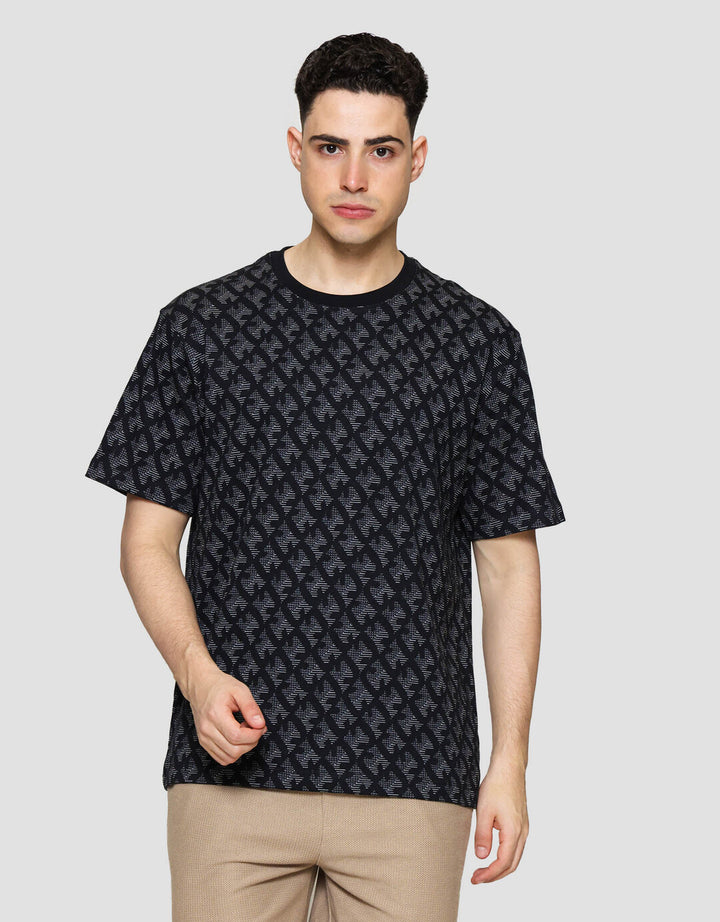 Cole Aop Jacquard Pattern Kaos Lengan Pendek Pria
