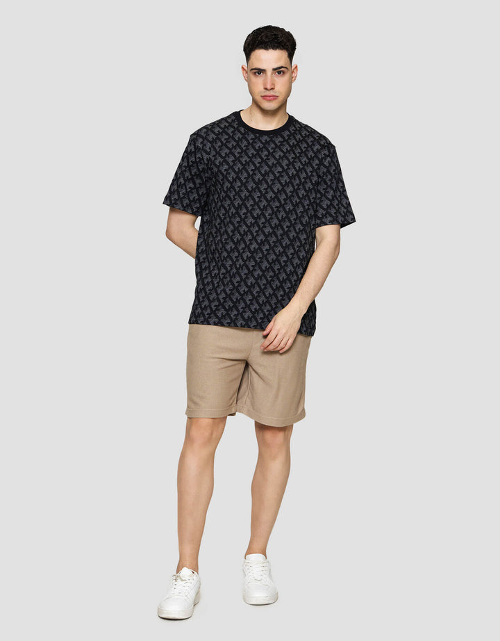 Cole Aop Jacquard Pattern Kaos Lengan Pendek Pria