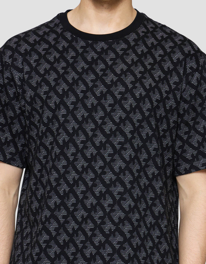 Cole Aop Jacquard Pattern Kaos Lengan Pendek Pria