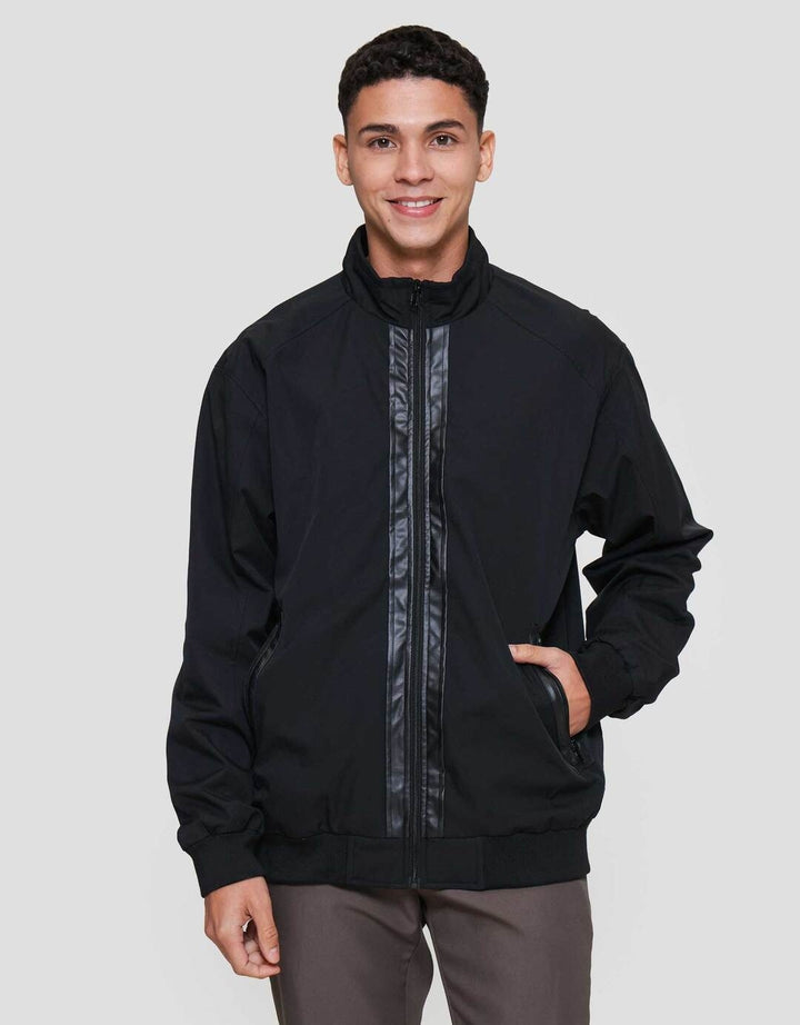 Cole Woven Bomber Comb Leather Jaket Pria